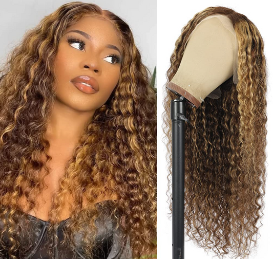 Beautyhive honey Blonde curly 18 inch 4x4 lace front