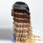 Dashley Lace Unit 13 Ombre Blond Permed Synthetic Wig Dark Roots