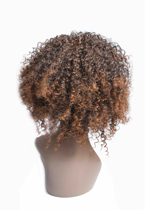 Light Brown Tight Ringlet Curls Synthetic Fiber Half Wig