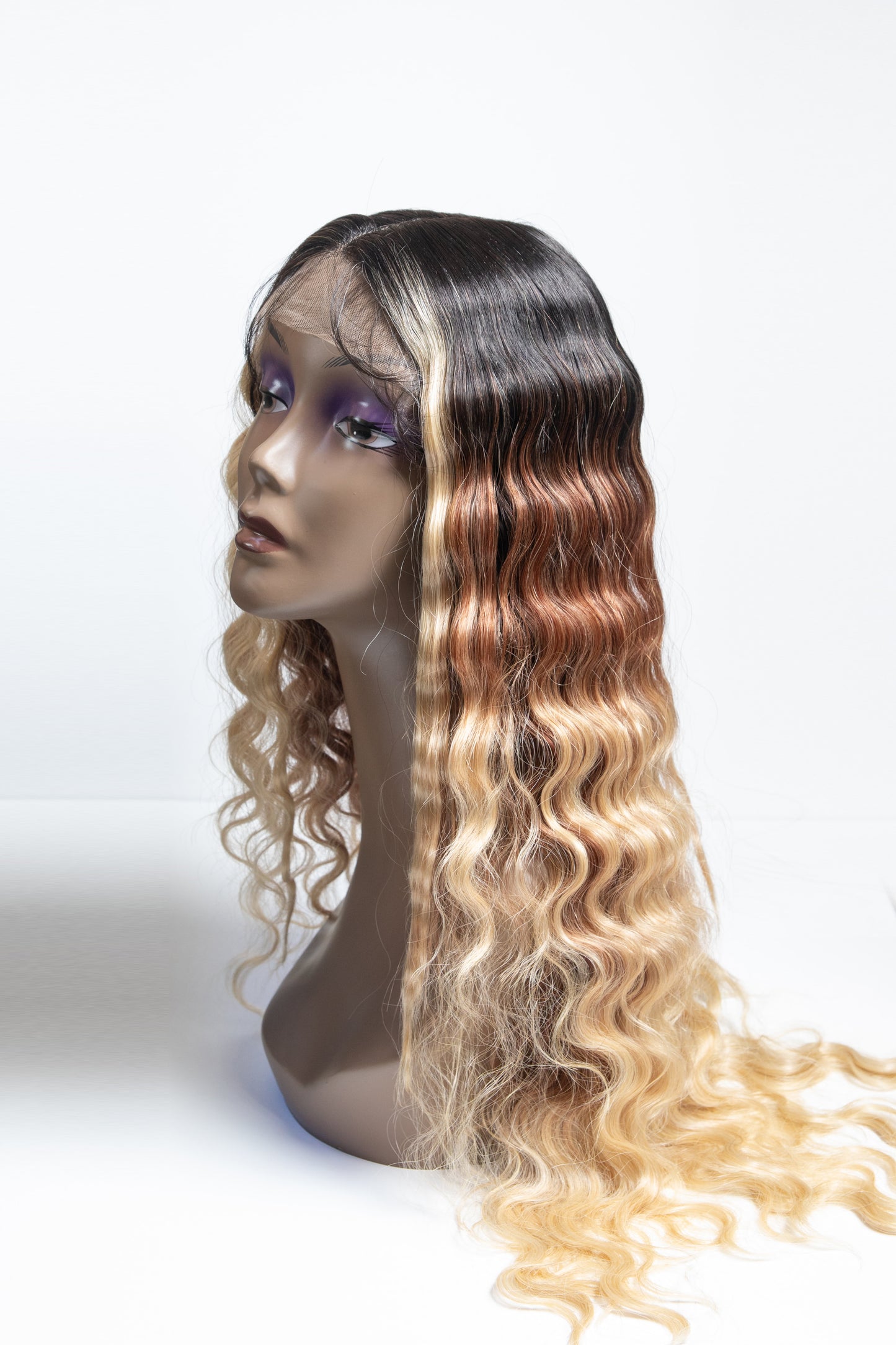 Dashley Lace Unit 13 Ombre Blond Permed Synthetic Wig Dark Roots